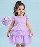 Mark & Mia Woven Frill Sleeves Layered Party Dress with Pearl & Floral Detailing - Lavender