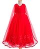 Mark & Mia Woven Cape Sleeves Party Gown with Attached Cape & Floral Embroidery - Red