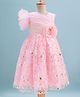 Mark & Mia Woven Frill Sleeves Party Dress with Embroidery & Sequin Detailing - Pink