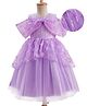 Mark & Mia Woven Off Shoulder Sleeves Party Dress With Floral Applique & Sequin Detailing - Lavender