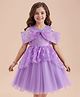 Mark & Mia Woven Off Shoulder Sleeves Party Dress With Floral Applique & Sequin Detailing - Lavender