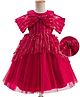 Mark & Mia Woven Off Shoulder Sleeves Party Dress With Floral Applique & Sequin Detailing - Maroon