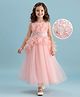 Mark & Mia Woven Sleeveless Mesh Party Gown with Sequin & Frill Detailing - Peach