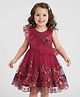 Mark & Mia Woven Sleeveless Party Dress with Embroidery & Sequin Detailing - Maroon