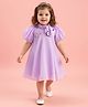 Mark & Mia Woven Half Volume Sleeves Party Dress With Floral Applique & Rhinestone Detailing - Lavender