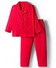 Kookie Kids India Single Jersey Knit Full Sleeves Solid Colour Co-ords Night Suit - Red