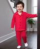 Kookie Kids India Single Jersey Knit Full Sleeves Solid Colour Co-ords Night Suit - Red
