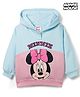 Babyhug Disney Terry Knit Drop Shoulder Full Sleeves Hooded Sweatshirt With Minnie Mouse Graphics & Sequin Detailing - Light Blue