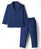Kookie Kids India Single Jersey Knit Full Sleeves Solid Colour Co-ords Night Suit - Navy Blue