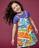 OLLINGTON ST. Cotton Knit Half Sleeves Top & Pinafore - Purple & Multicolor