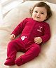 Babyoye Interlock Knit Full Sleeves Footed Sleepsuit With Eco Jiva Finish & Text Print - Brown