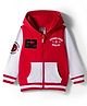 Babyhug Marvel Terry Knit Full Sleeves Hooded Sweatjacket with Spider-Man Graphics and Badge Detailing - Red & White