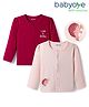 Babyoye Interlock Knit Full Sleeves Jhablas With Eco Jiva Finish & Text Print Pack Of 2 - Pink & Red