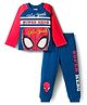 Babyhug Marvel Single Jersey Knit Full Raglan Sleeves Night Suit With Spider Man Graphics - Red & Blue
