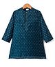 Babyhug Rayon Woven Full Sleeves Kurta With Floral Print - Teal Blue