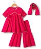 Babyhug Georgette Woven Three Fourth Sleeves Kurta Gharara & Dupatta Set With Sequin Detailing - Fuschia