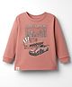 Ollypop Sinker Knit Full Sleeves T-Shirt With Car Print - Dark Peach