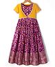 Pine Kids Woven Half Sleeves Shrug & Ethnic Gown with Floral Foil Print - Purple & Mustard