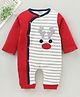 Wonderchild Full Sleeves Striped & Deer Face Embroidered Romper - Red