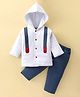 Wonderchild Full Sleeves Solid Hooded Jacket With Pant Set - Light Grey