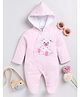 Wonderchild Full Sleeves Teddy Bear Patch Detailed Padded Footed Sleepsuit - Pink