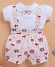 Wonderchild Half Sleeves Top With Attached Bow & Gallice Style Shorts Set - White & Peach