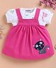 Wonderchild Cat Patch Embroidered Pinafore Dress With Tee Set - White & Rani