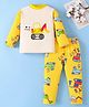 Mark & Mia Full Sleeves Winter Wear Night Suit With Vehicle Print - Yellow