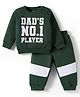 Doodle Poodle 100% Looper Knit Full Sleeves T-Shirt & Lounge Pant Set With Text Print - Dark Green