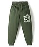 Taeko Looper Knit Full Length Lounge Pant With Text Print - Dark Green