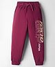 Taeko Looper Knit Full Length Lounge Pant With Text Print - Burgandy