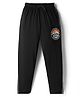 Taeko Single Jersey Knit Full Length Track Pant With Text Print - Black