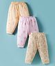 Zero Sinker Knit Full Length Lounge Pants with Animal Print Pack of 3 - Peach & Pink