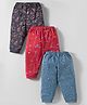 Zero Interlock Knit Full Length Leggings with Sport Theme Print Pack of 3 - Red Blue & Navy Blue