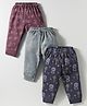 Zero Interlock Knit Full Length Leggings with Game & Animal Print Pack of 3 - Grey Maroon & Navy Blue