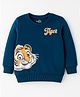 Doodle Poodle 100% Cotton Knit Full Sleeves Sweatshirt with Tiger Graphic - Navy Blue