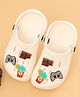Yellow Bee Gamepad & Chocolate Charms Applique Detailed Perforated Clogs - White