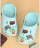 Yellow Bee Gamepad & Chocolate Charms Applique Detailed Perforated Clogs - Blue
