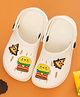 Yellow Bee Solid Perforated Slingback Clogs With Pizza & Burger Charms  - While