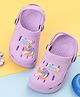 Yellow Bee Solid Perforated Slingback Clogs With Candy Charms - Purple