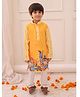 KID1 Silk Woven Janmashtami Theme Full Sleeves Lord Krishna Printed Kurta Pyjama Set - Yellow