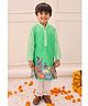 KID1 Silk Woven Janmashtami Theme Full Sleeves Lord Krishna Printed Kurta Pyjama Set - Green
