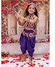 KID1 Cotton Woven Navratri Theme Sleeveless Ethnic Embroidered Mirror Work Embellished Crop Top & Bandhani Designed Dhoti With Cap Set - Blue
