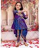 KID1 Cotton Woven Navratri Theme Three Fourth Sleeves Bandhani Designed Mirror Work Embellished Kurti Dhoti Set - Blue