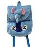 Deals India Elephant Soft Toy Velvet School Bag Blue - 14 inches