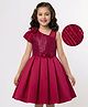 Pine Kids Woven Sleeveless Party Dress With Sequin Detailing & Floral Applique - Red