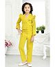 Lagorii Rayon Woven Full Sleeves Frill Detailed Blazer Style Top & Pant Set - Mustard