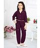 Lagorii Rayon Woven Three Fourth Sleeves Solid Shirt Style Top & Coordinating Pant Set - Wine