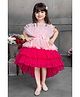 Lagorii Net Woven Sleeveless Ruffle & Bow Applique Detailed High Low Tutu Dress - Pink