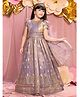 Lagorii Tissue Woven Sequins Embroidered & Ethnic Motif Printed Dress With Attached Dupatta - Purple